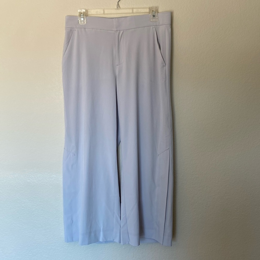 Athleta slacks women’s 8 eight grey drapey crop pants EUC wide leg